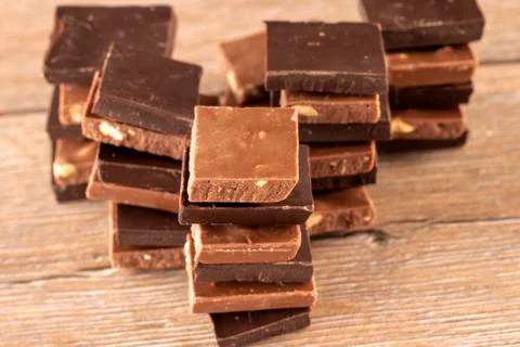 Pieces of chocolate. Stock Photos