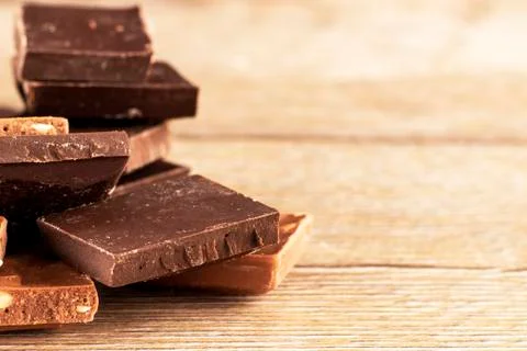 Pieces of chocolate. Stock Photos