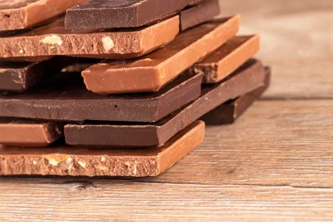 Pieces of chocolate. Stock Photos