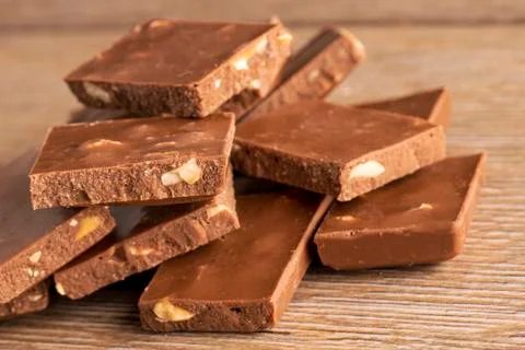 Pieces of chocolate. Stock Photos