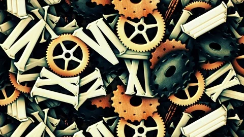 Pieces of Clock Seamless Endless Animation, Background, Loop Stock Footage 343090075