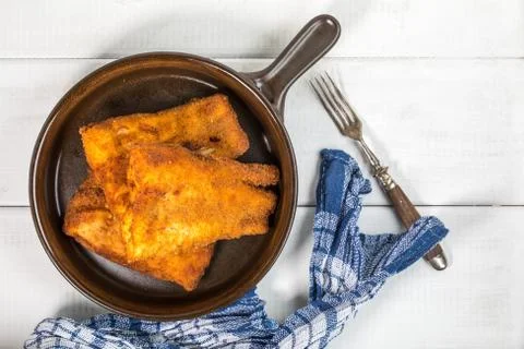 Pieces of cod in breadcrumbs. Foto stock