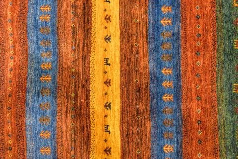 Pieces of colorful patterned carpets as backgrounds Stock Photos