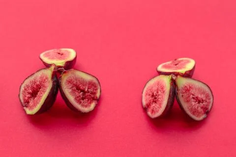 Pieces of fig on a table, ideal to recommend for some diets or meals Stock Photos