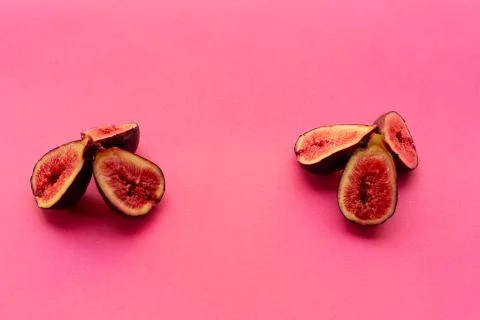 Pieces of fig on a table, ideal to recommend for some diets or meals Stock Photos