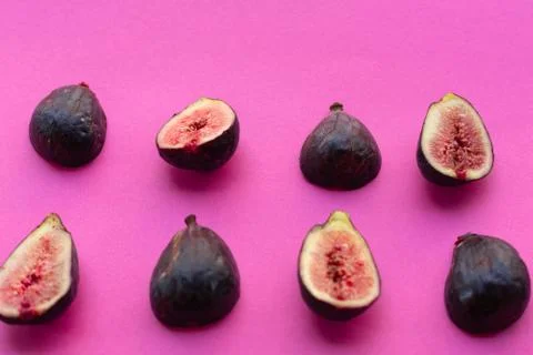 Pieces of fig on a table, ideal to recommend for some diets or meals Stock Photos