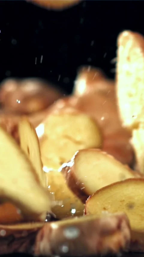 Pieces of fresh ginger fall on the table. Filmed on a high-speed camera at 1000 Stock Footage 335320475