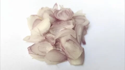 Pieces of Fresh Shallots Stock Footage 280092911