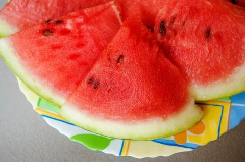 Pieces of fresh watermelon as background Stock Photos
