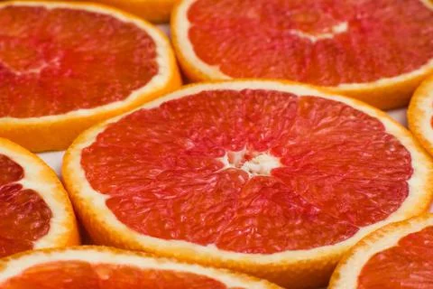 Pieces of Grapefruit Fruit Isolated. Foto stock