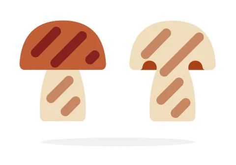 Pieces of grilled mushrooms vector flat isolated Stock Illustration