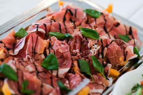 Pieces of ham Foto stock