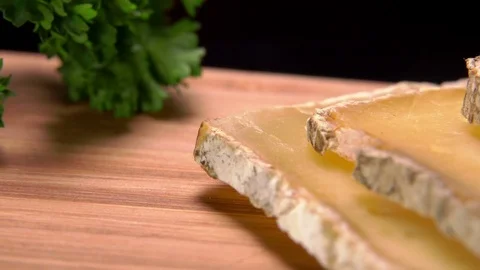 Pieces of hard sheep cheese Stock Footage