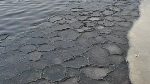 Pieces of ice floating on water Stock Footage 171973615