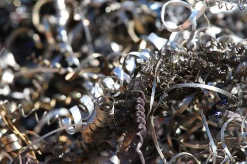 Pieces of iron and processing waste in a foundry 5 Stock Photos