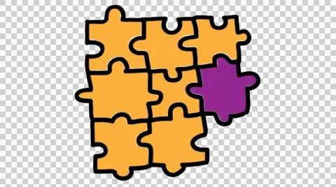 Pieces of Jigsaw Puzzle connected together animation with transparent background Stock Footage 44212271