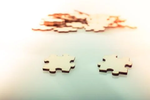 Pieces of jigsaw puzzle as problem solution concept 写真素材