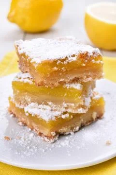 Pieces of lemon pie Stock Photos