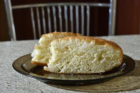 Pieces of lush biscuit on the table Stock Photos