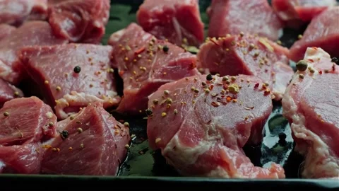 Pieces of meat Stock Footage 199827660