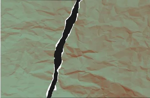 Pieces of paper with the texture of crumpled paper torn into 2 uneven halves Stock Illustration