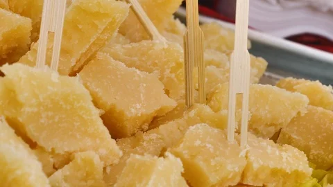 Pieces of parmesan cheese Stock Footage 112714370