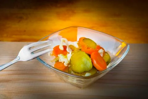 Pieces of pickled vegetables, Stock Photos