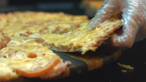 Pieces of pizza. Close-up. Stock-Footage 86702349