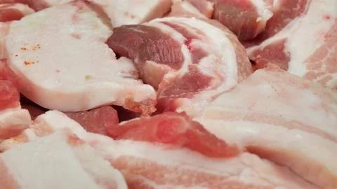 Pieces of raw pork close-up Stock Footage 219746668