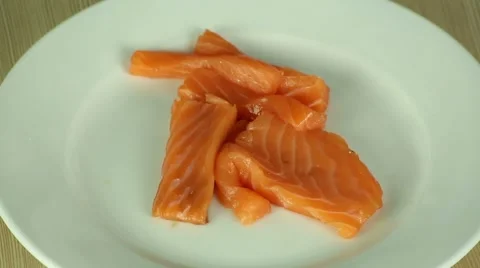 Pieces of raw salmon Stock Footage 51306370