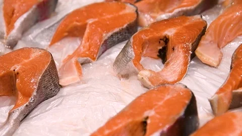 Pieces of red fish Stock Footage 195972654