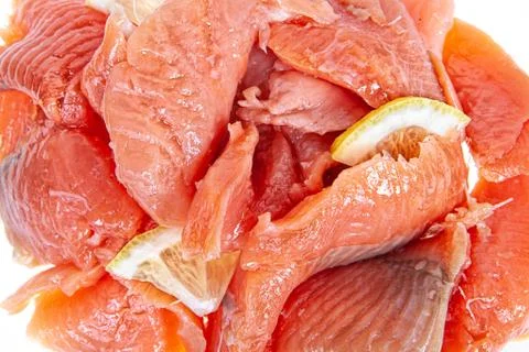 Pieces Of Red Fish Stock Photos