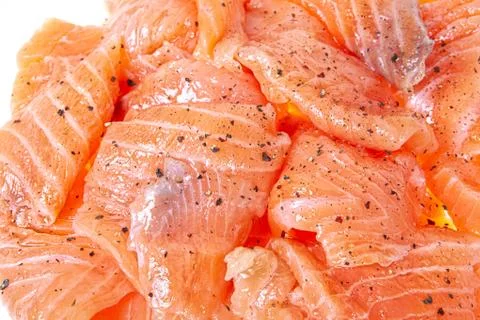 Pieces Of Red Fish Stock Photos