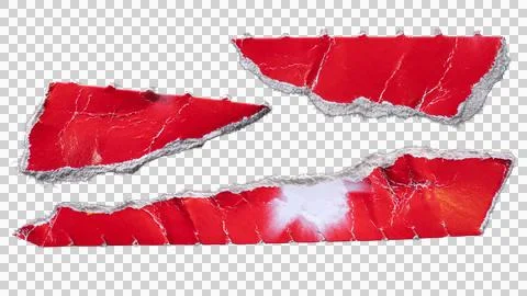 Pieces of red triangle-like shape hard paper torn from box packaging Stock Photos
