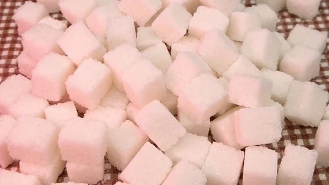 Pieces of refined sugar on a platter. Stock-Footage 113748439
