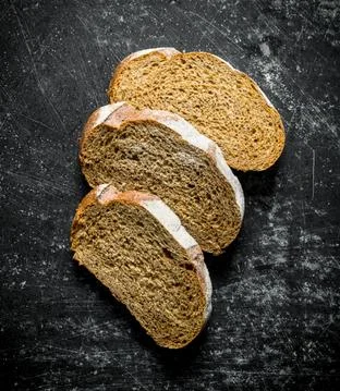 Pieces of rye bread. Stock Photos
