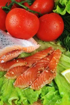 Pieces of  salmon Stock Photos