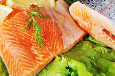 Pieces of  salmon Stock Photos