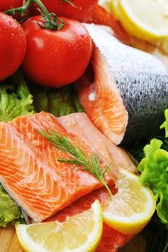 Pieces of  salmon Stock Photos