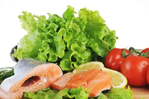 Pieces of  salmon Stock Photos