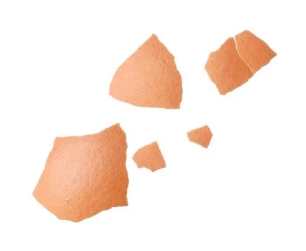 Pieces of shell egg isolated on white background Stock Photos