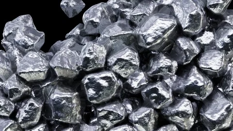 Pieces of silver or platinum falling from the top filling the volume Video stock 270073877