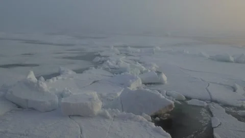 Pieces of snow on ice. Hummocks Stock Footage 258010756
