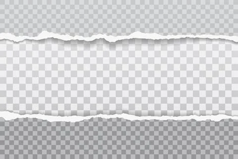 Pieces of torn grey paper with soft shadow stuck on white squared background Stock Illustration