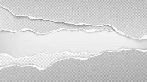 Pieces of torn grey squared paper with soft shadow stuck on white background Stock Illustration