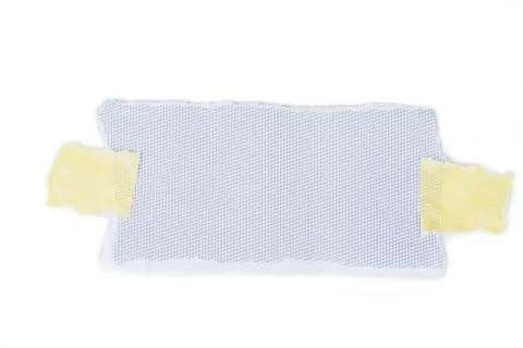 Pieces of  torn note paper sheets with  adhesive sticky tape stuck Stock Photos