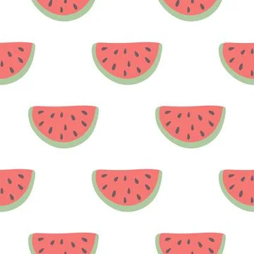 Pieces of watermelon seamless pattern vector illustration Stock Illustration