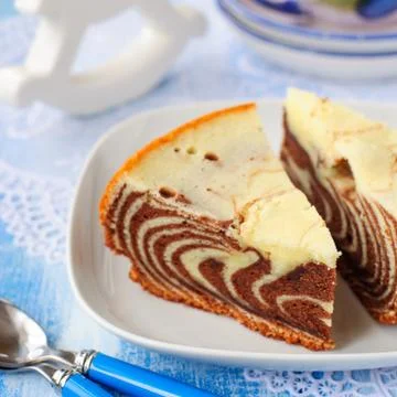 Pieces of Zebra Cake Stock Photos