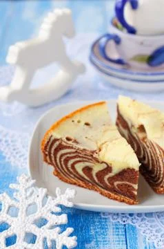 Pieces of Zebra Cake Stock Photos