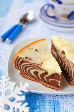 Pieces of Zebra Cake Stock Photos
